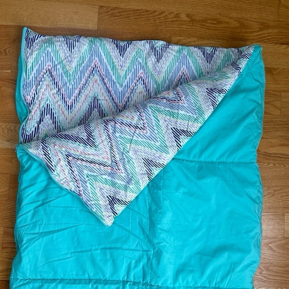 Pottery Barn Teen turquoise sleeping bag