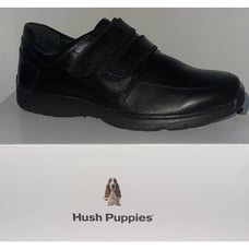 Hush Puppies Women's Power Walker Loafer Black Leather USA 11.5 Extra Wide New