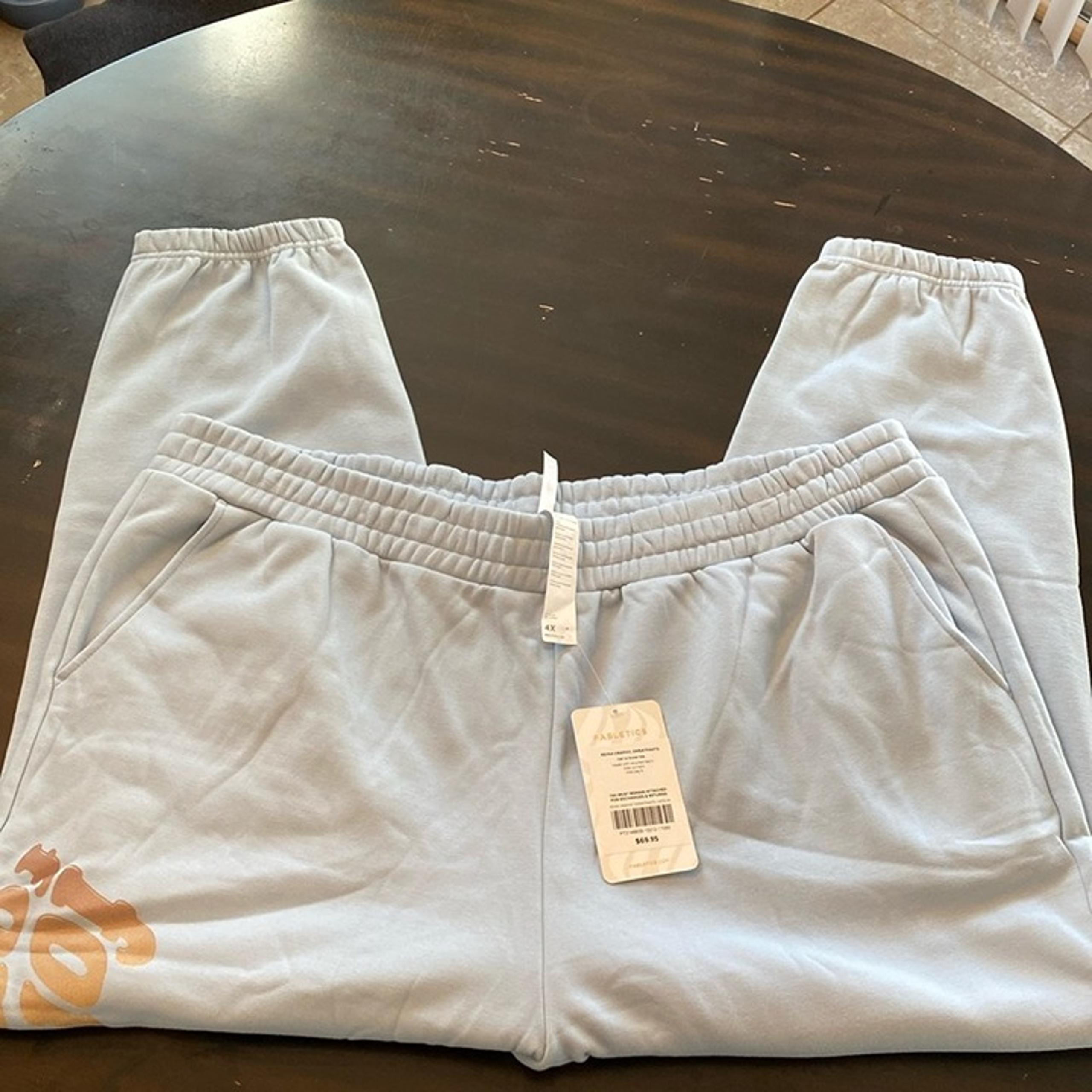 Fabletics Womens Baby Blue Reina Graphic Sweatpants MidRise Side Pockets Size 4x