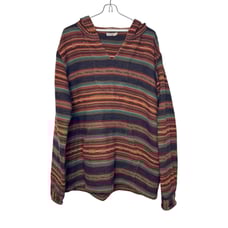 Faherty Mens Sweater Hoodie Striped Knit Pullover Superfleece Long Sleeve Large