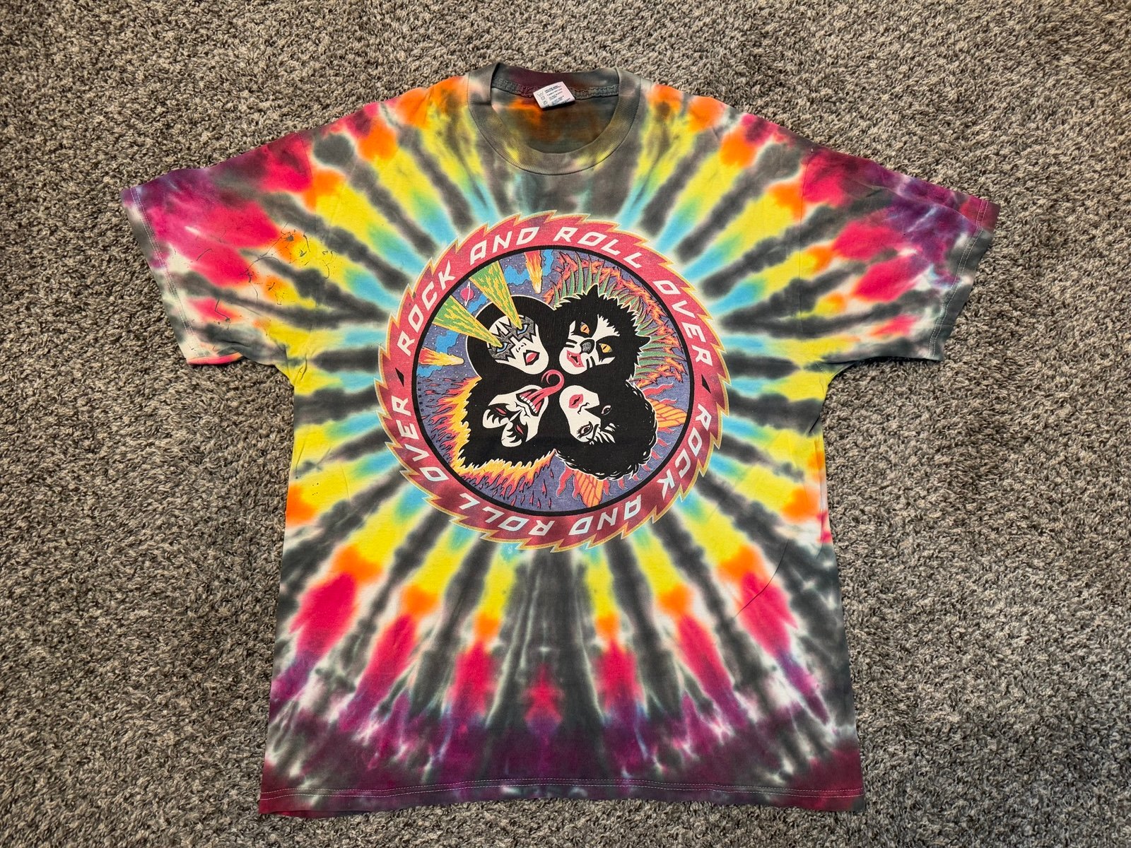 Kiss Rock And Roll Over Alive Worldwide 96 97 Tye Dye XL Tour Shirt VTG