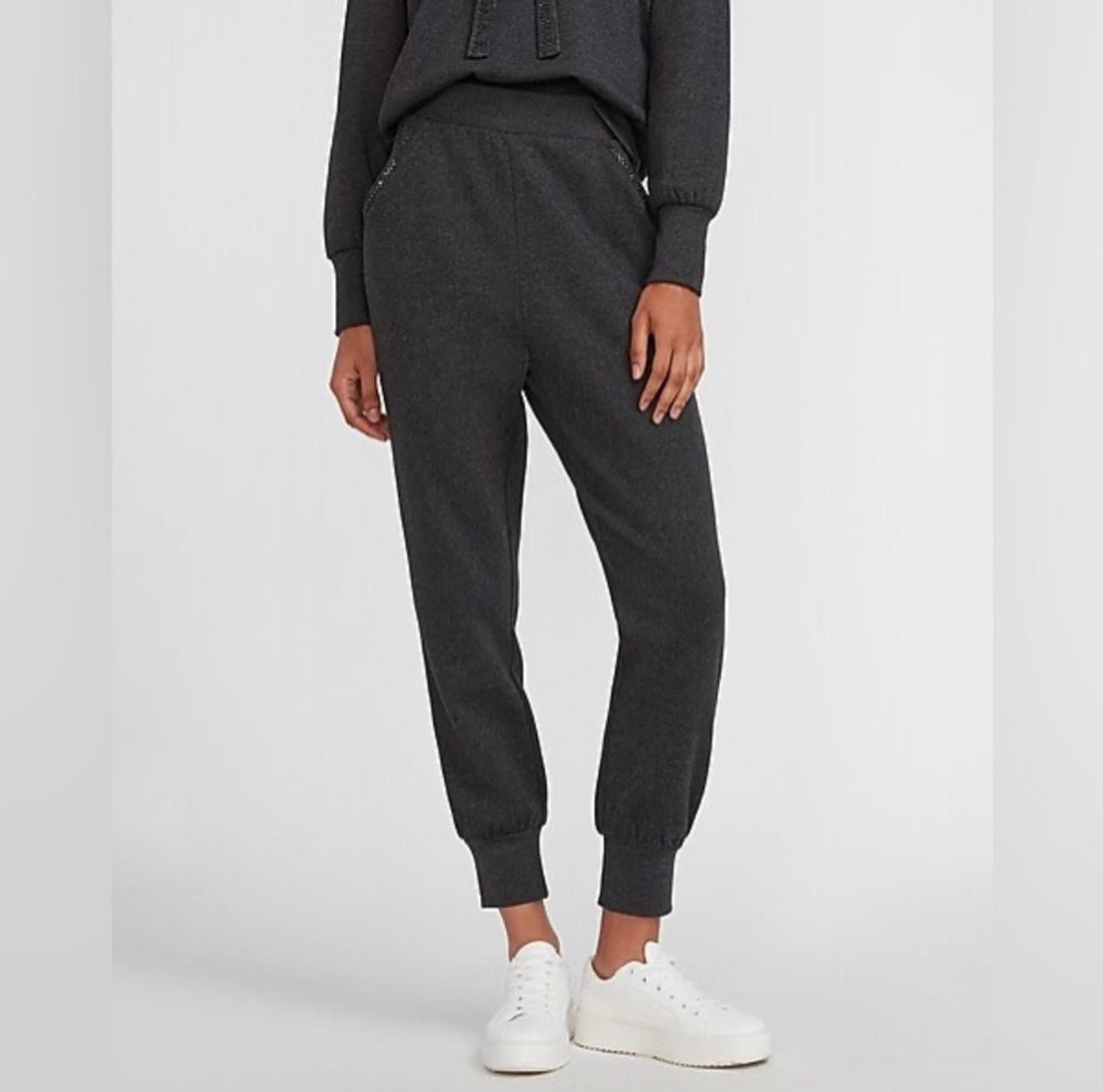 Express Embellished Rhinestone Classic Cotton Fleece Lined Joggers