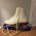 Riedell Figure Ice Skates White Leather Wilson Excel Blades w Guards 13 Youth