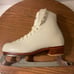Riedell Figure Ice Skates White Leather Wilson Excel Blades w Guards 13 Youth