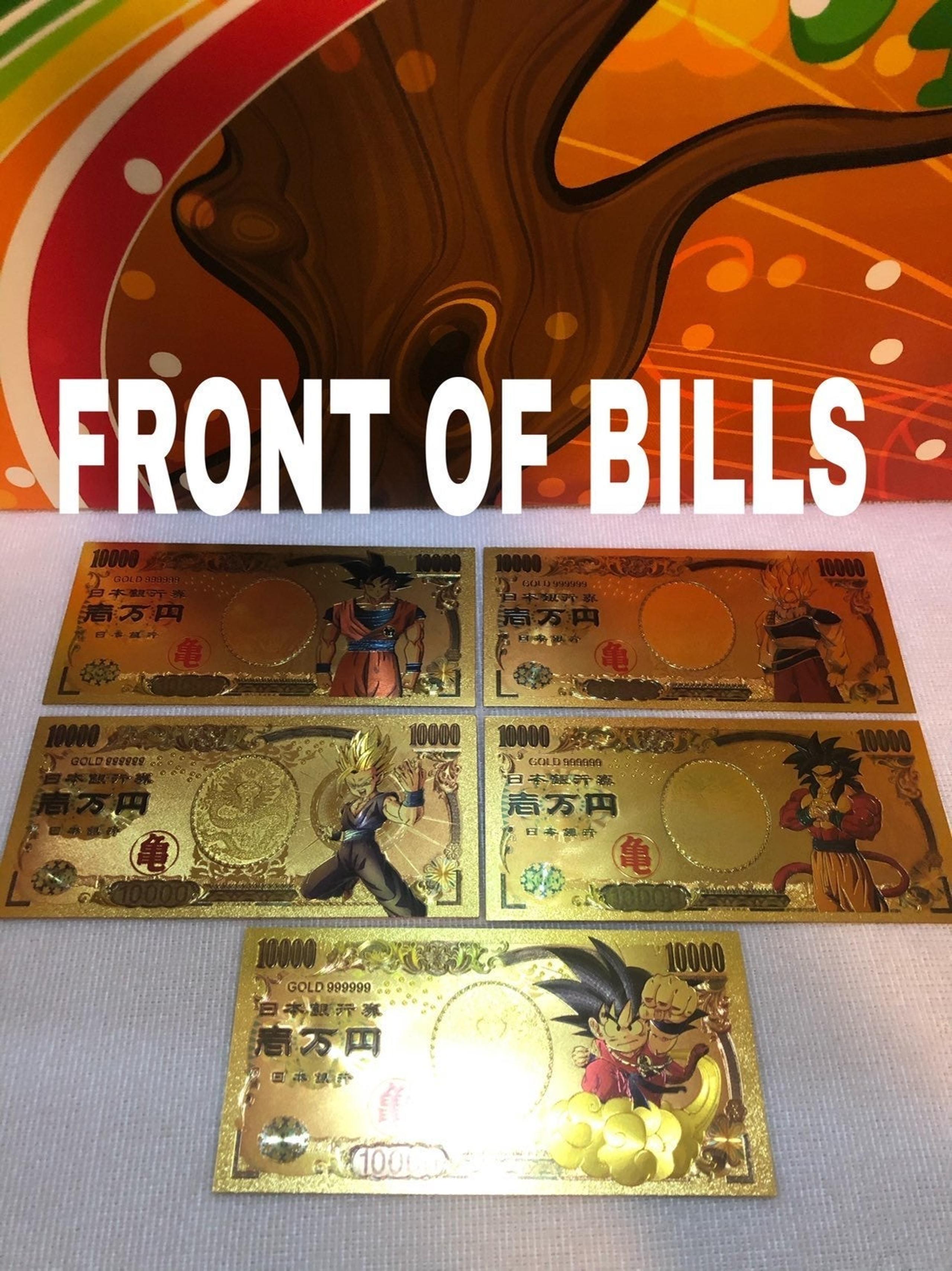 5pcs Set Dragon Ball Z 24k Gold Money Ca