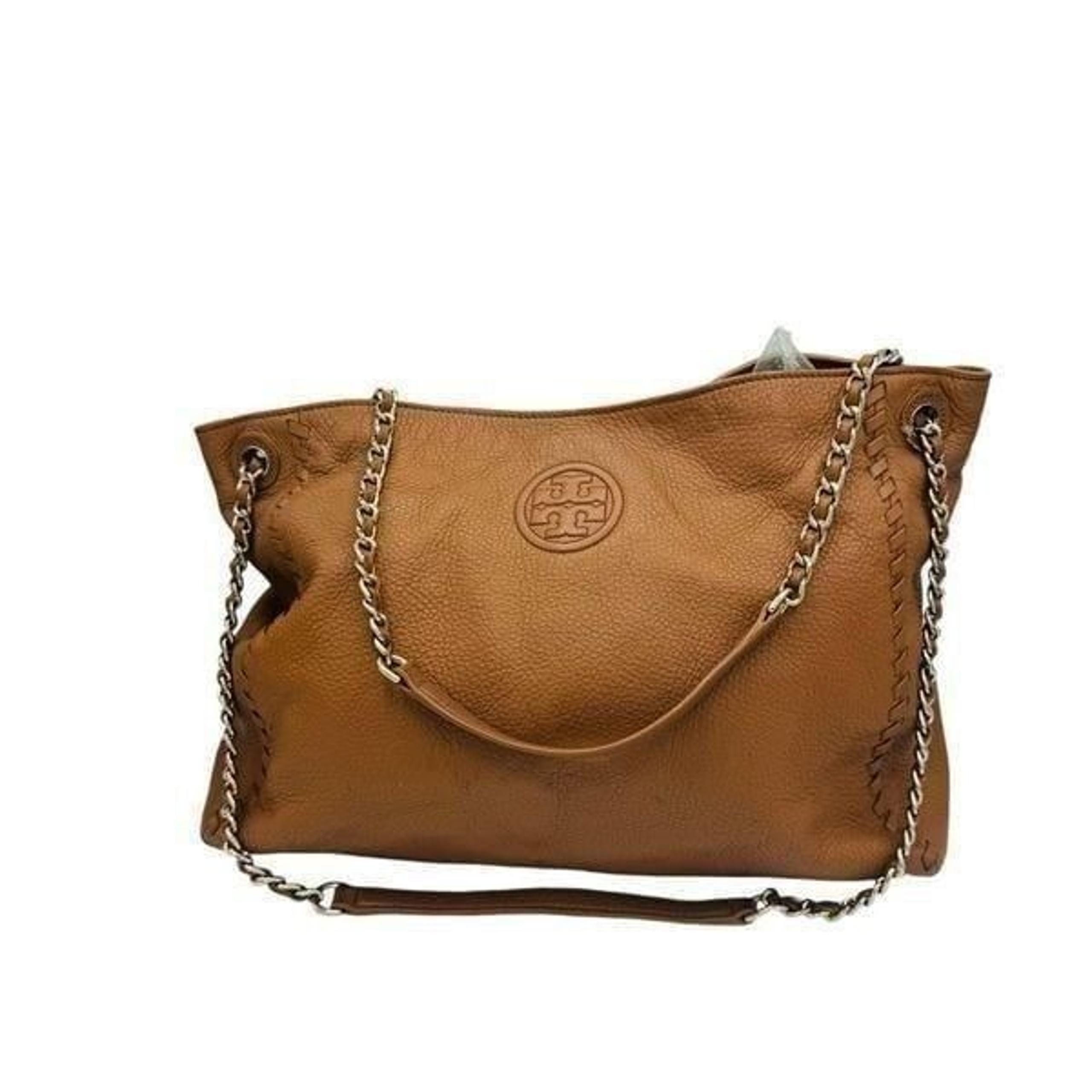 Tory Burch Women's Marion Chain Shoulder Slouchy Tote Leather in Bark