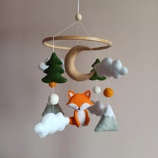 Woodland mobile with fox, Forest animals mobile, Mountain nursery mobile, Woodla