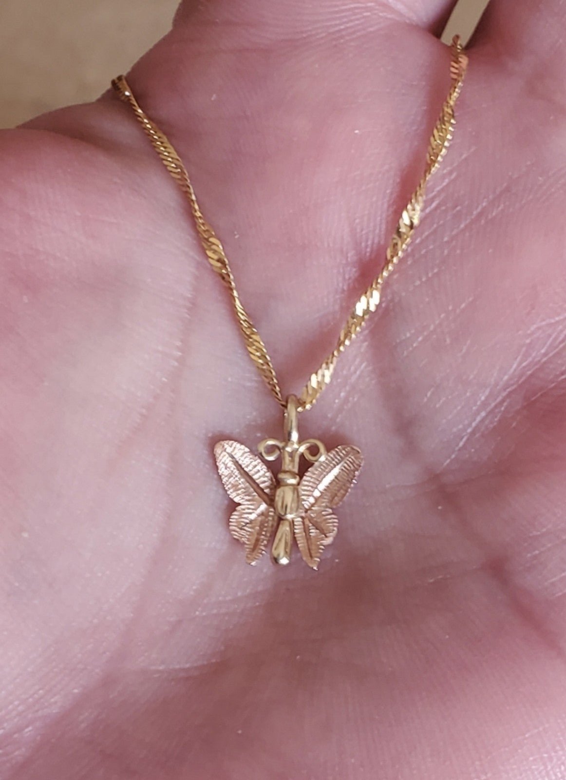 14K Gold Anklet w/ 10K Butterfly Charm