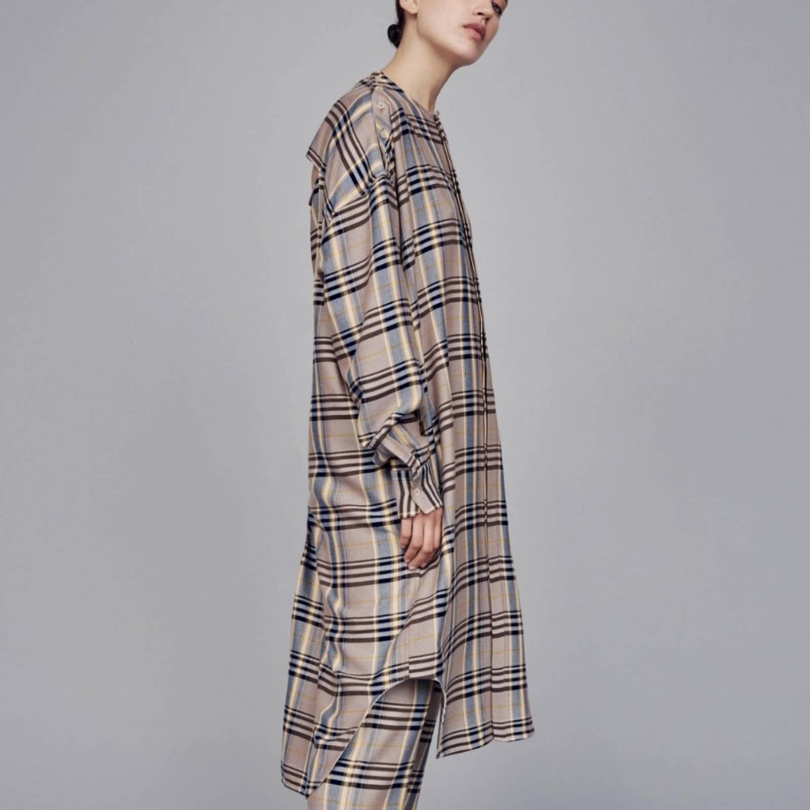Bassike Plaid Tunic Utility Shirt Dress Top sz XS/S