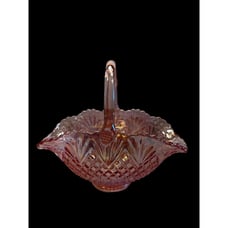 Vintage LE Smith Large Pineapple & Fan Scalloped Edge in Pink Luster/Iridescent