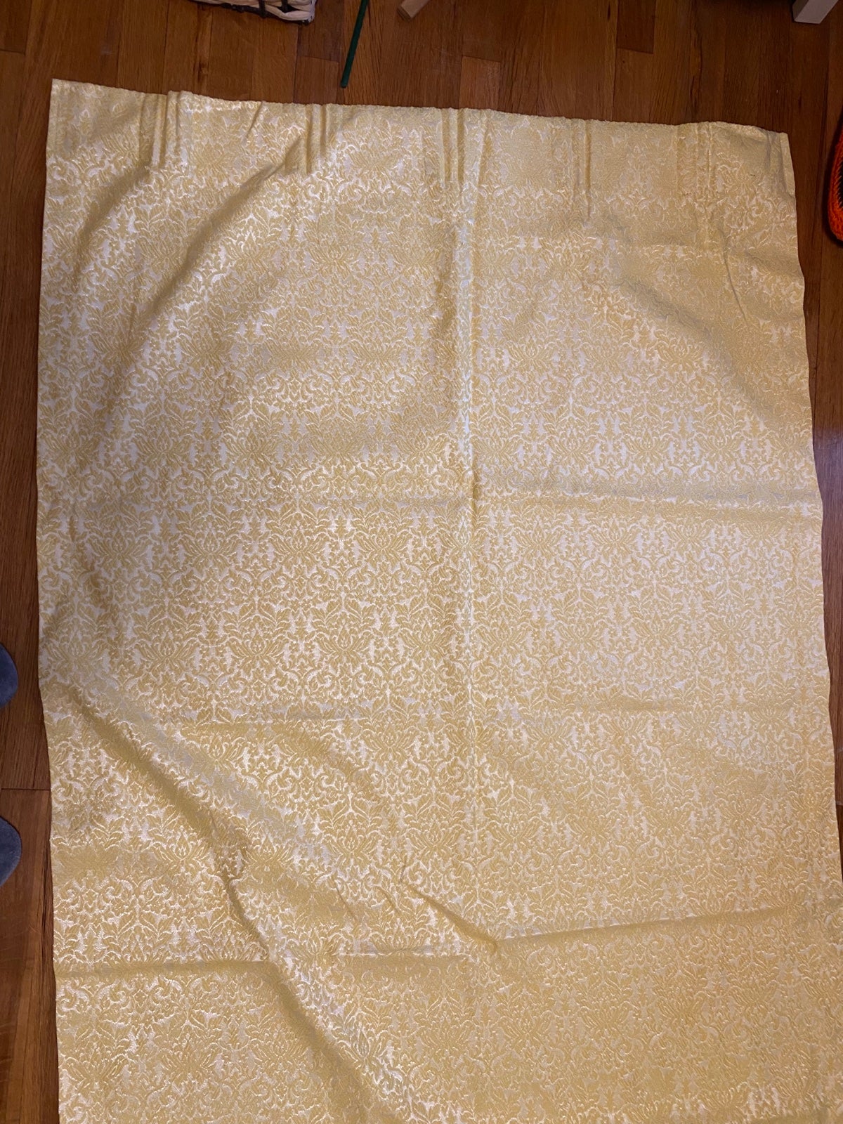 Pair of Yellow Vintage Damask curtain panels