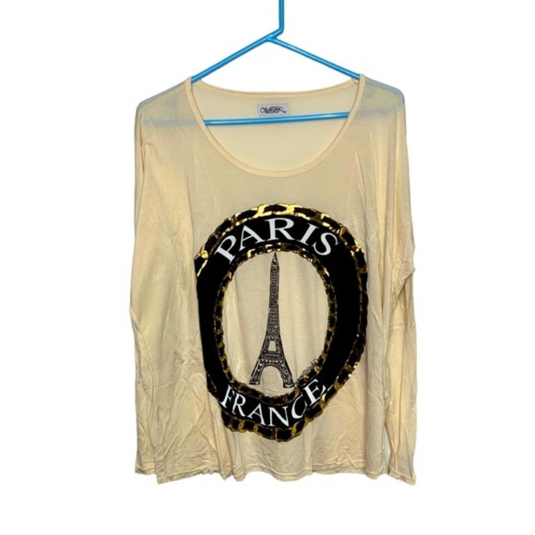 Lauren Moshi Paris France Medallion T-shirt NEW Oversized XS NWT