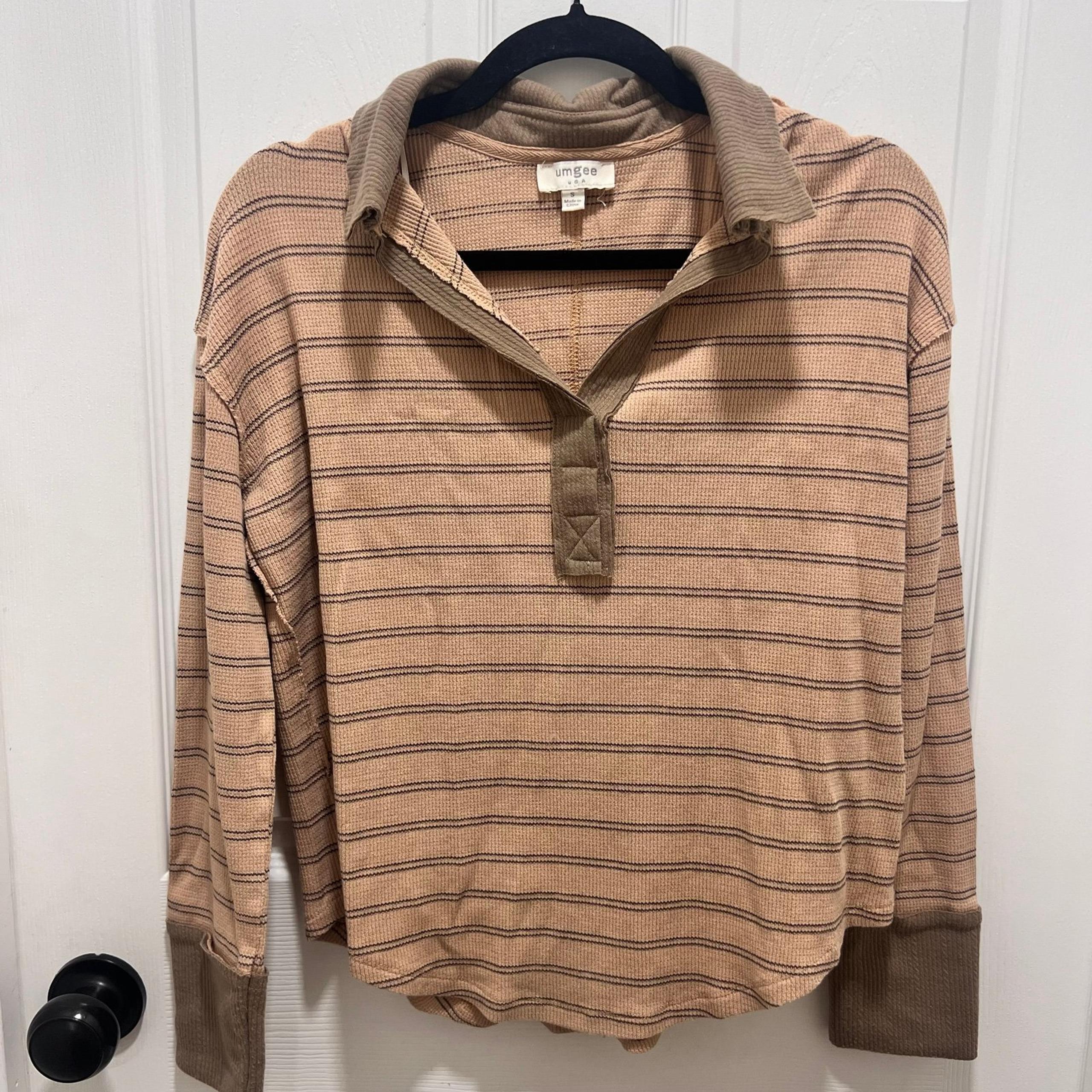 Umgee Women’s 100% Cotton Striped Shirt Top Blouse size S