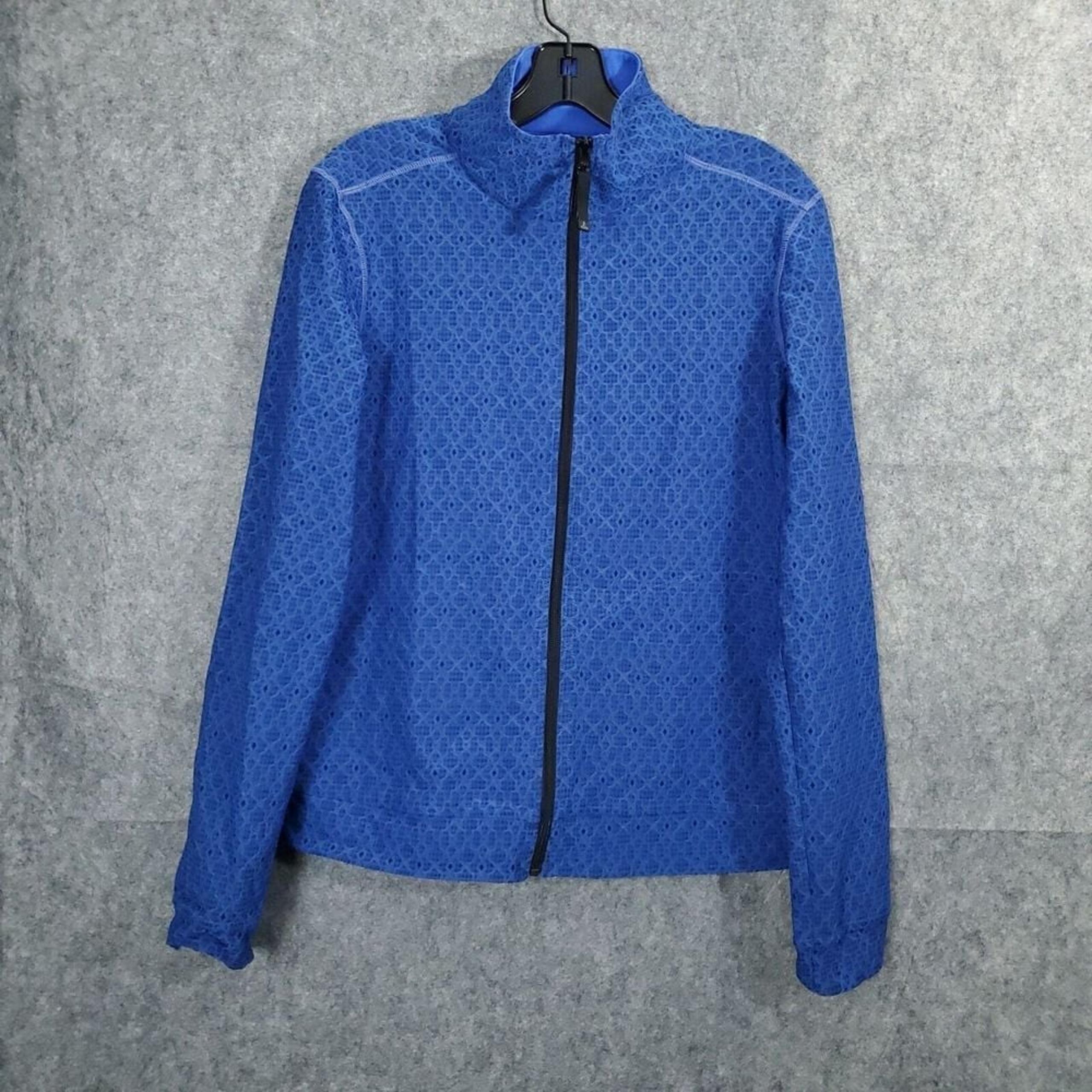 prAna Full Zip Jacket Womens Large Blue Hiking Geometric Outdoor Sports Outdoor