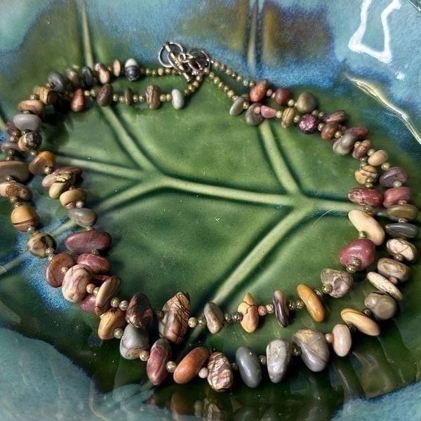 Handcrafted Genuine Picasso Jasper Gemstone Multi-strand Necklace