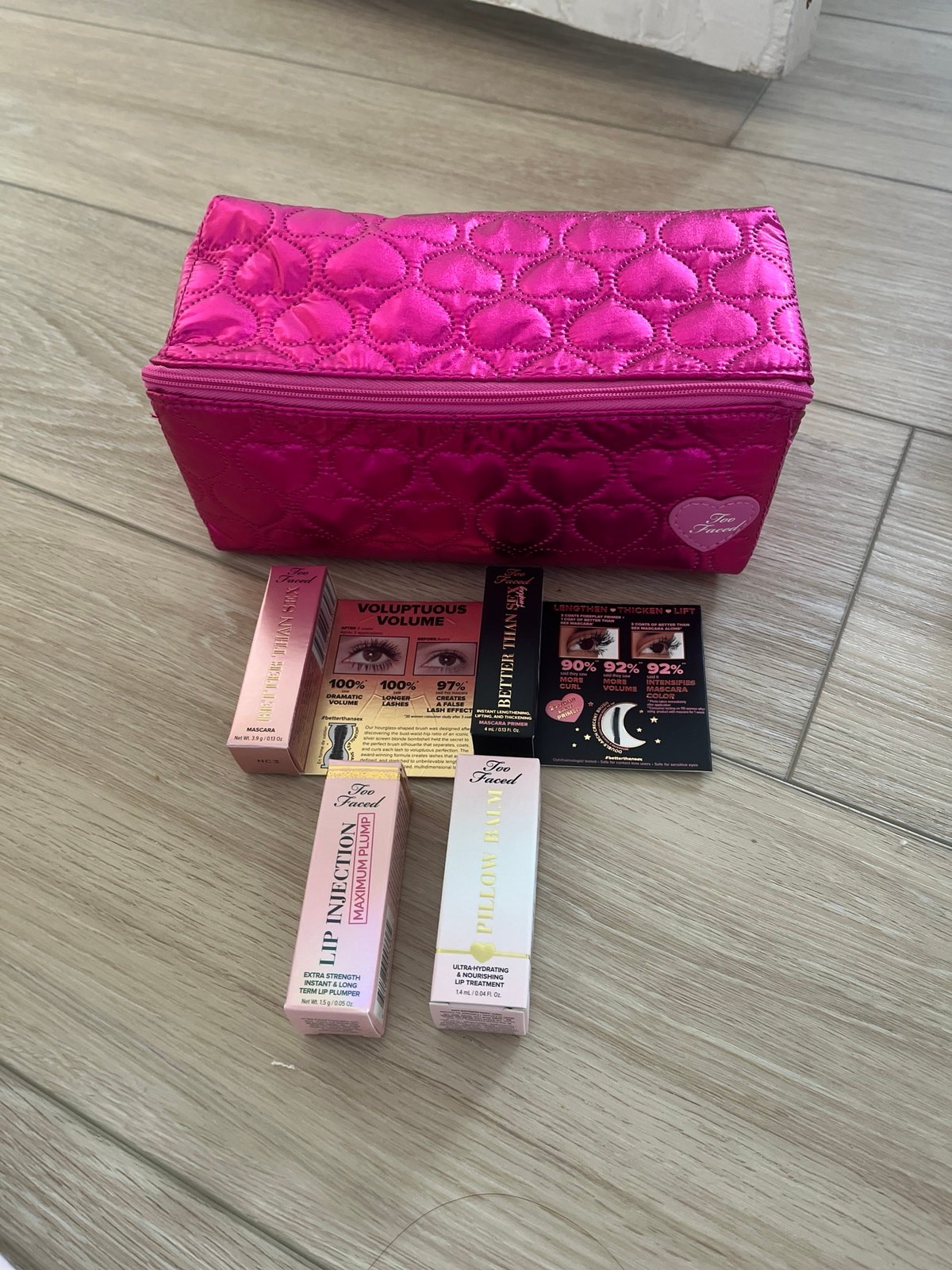 Too faced travel bag and minis