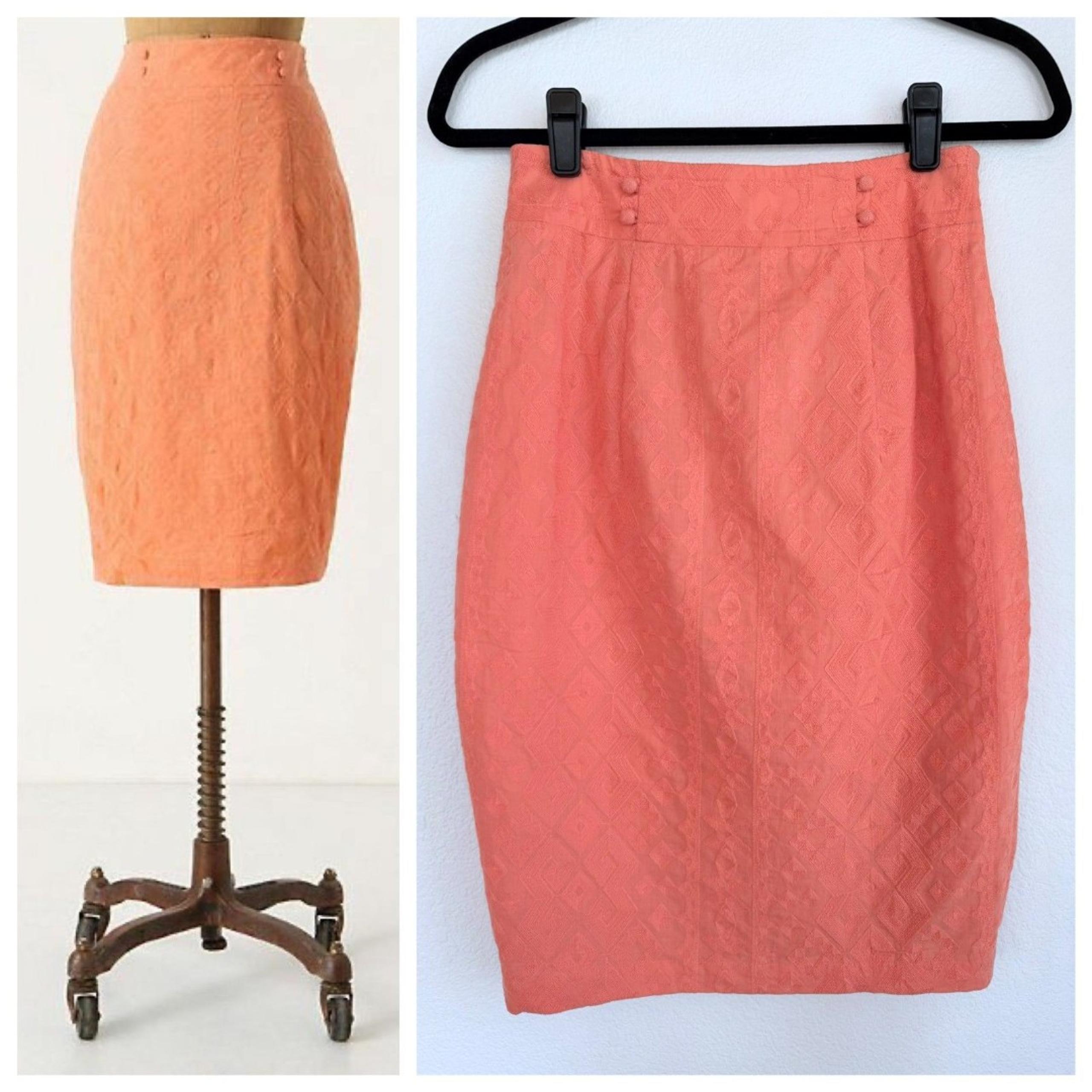 NWT RARE Anthro The Addison Story Discrete Designs Pencil Skirt in Coral Pink 4