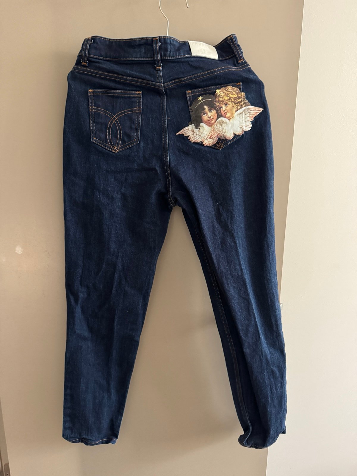 Fiorucci slim jeans with angel pocket in indigo vintage wash