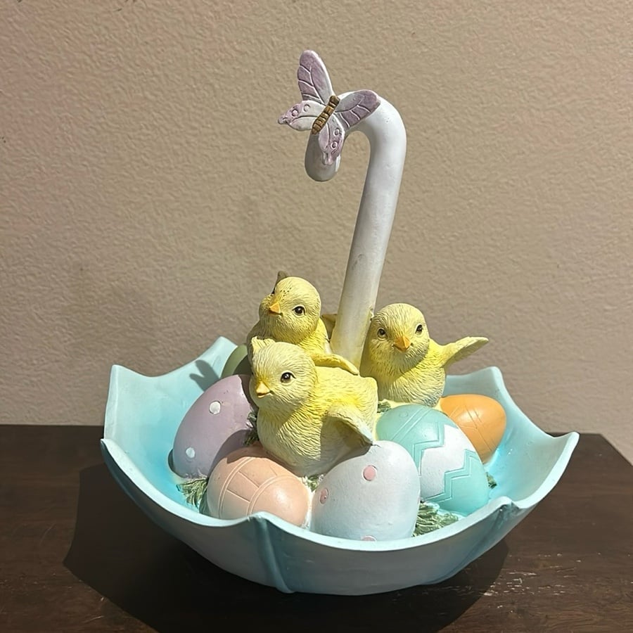 Easter umbrella with baby chicks and Easter eggs 9X10