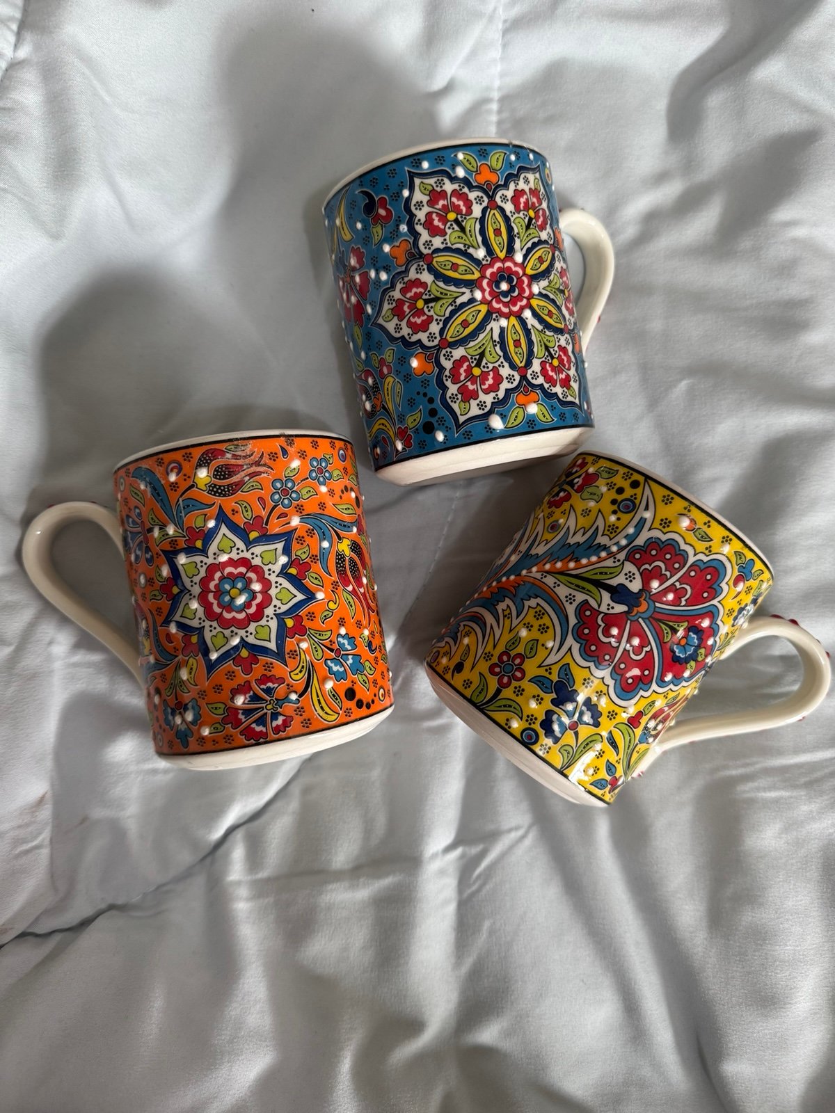 Hand Made  Ceramic Turkish Coffee Mugs (3 Mugs)