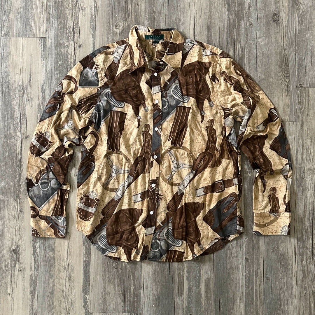 Vintage Lauren Ralph Lauren Equestrian Long Sleeve Shirt Size Large