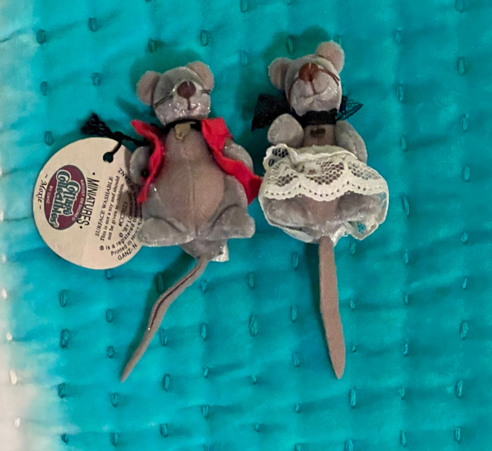 Two Ganz Cottage Collectibles Miniatures Plush Mouse