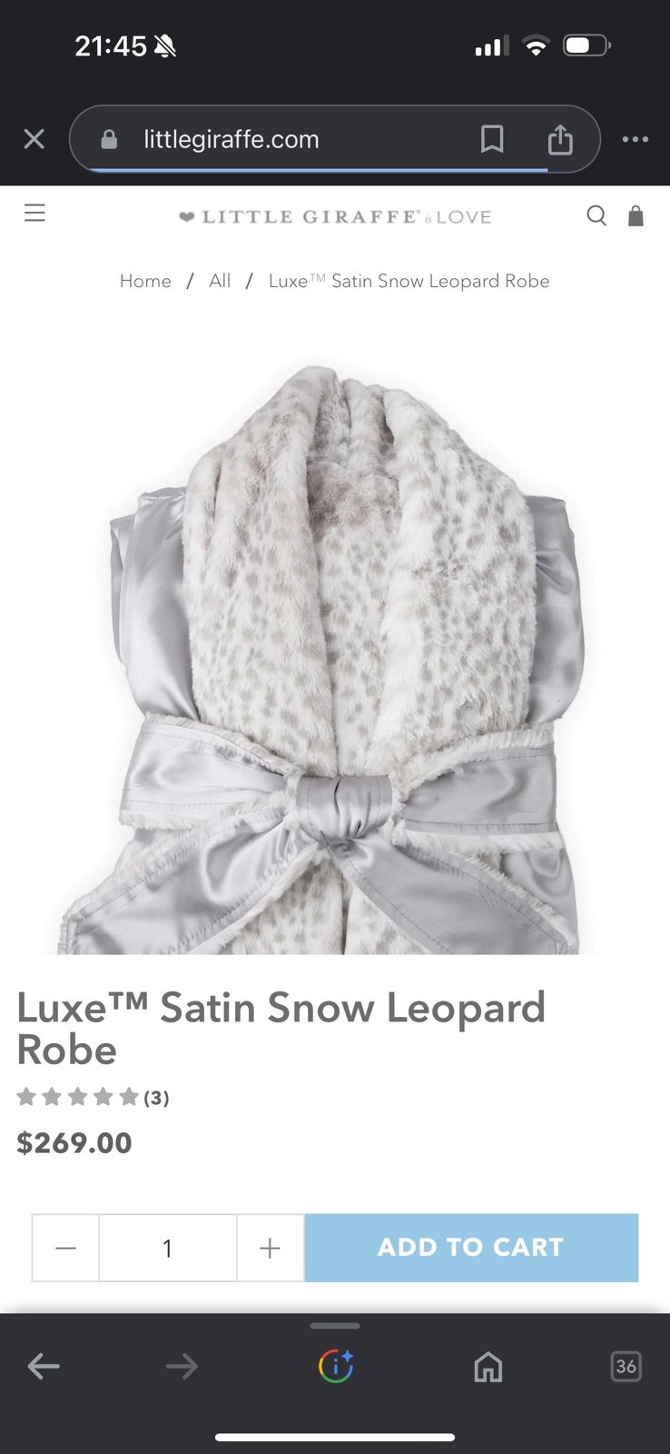Luxe™ Satin Snow Leopard Robe