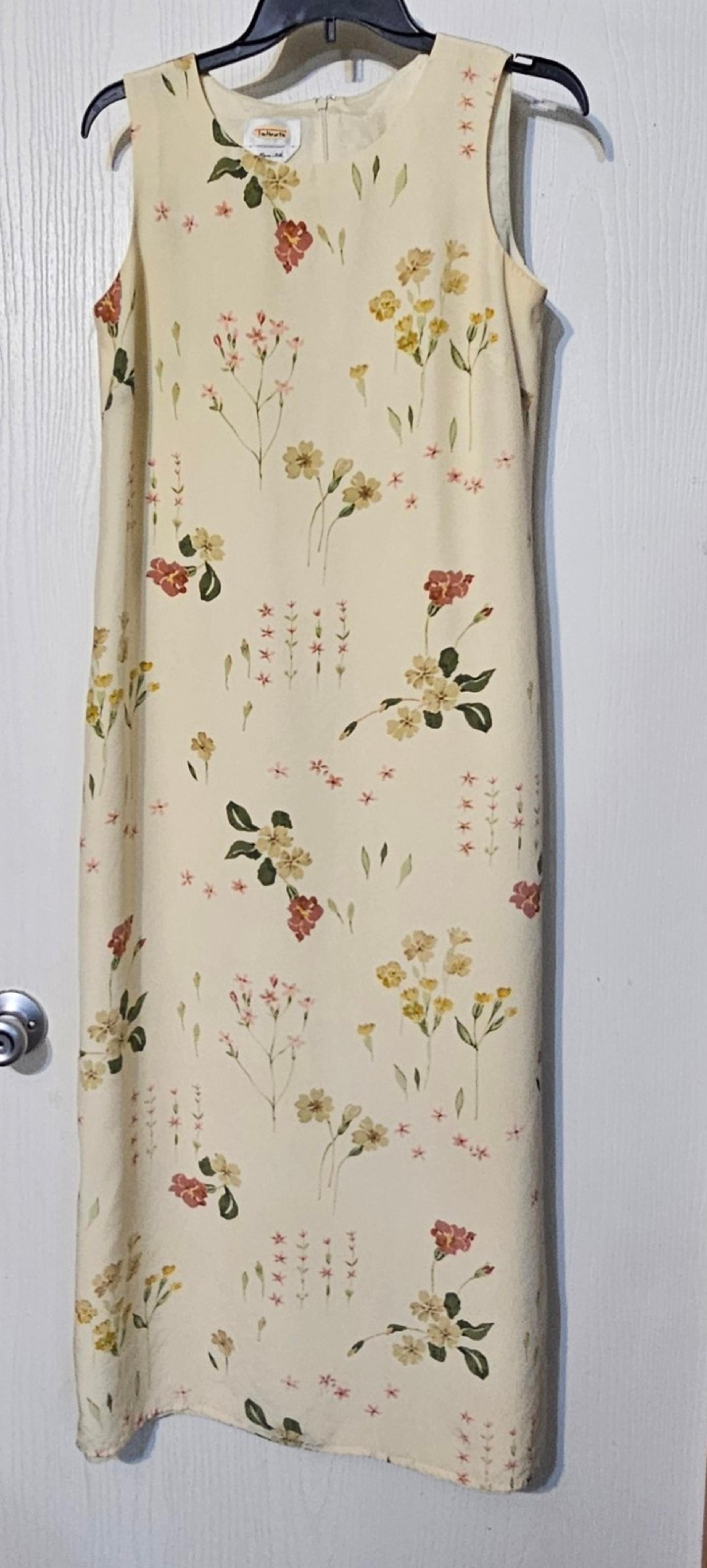 Talbots 100% Pure Silk Sleeveless Floral Print Dress Women’s Size 8