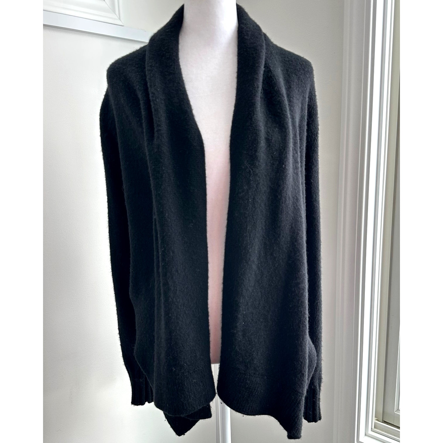 VINCE Yak Wool XS Black Open Front Draped Soft Warm Cardigan Women's Sweater
