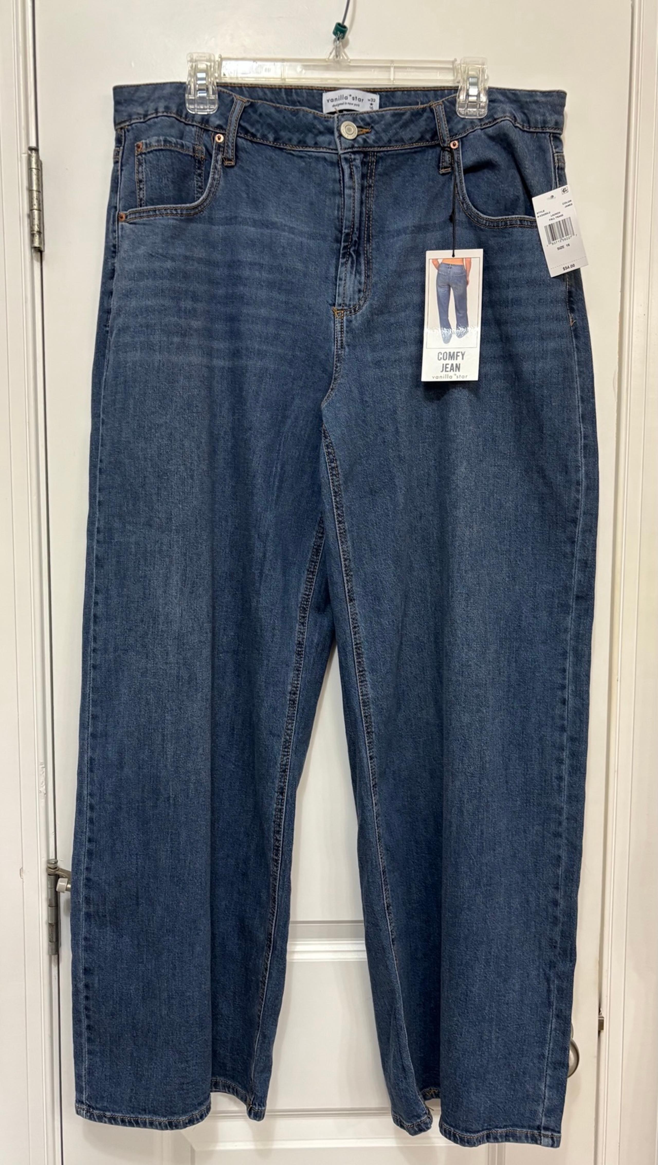 Women Vanilla Star Comfy Wide Leg blue Jeans Sz 16 NWT Boho Hippie