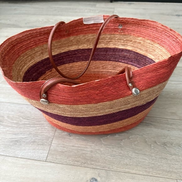 Red and Tan Tote Bag with Sturdy Design