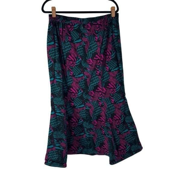 Ashro Purple Teal Abstract Print Trumpet Skirt Sz 16