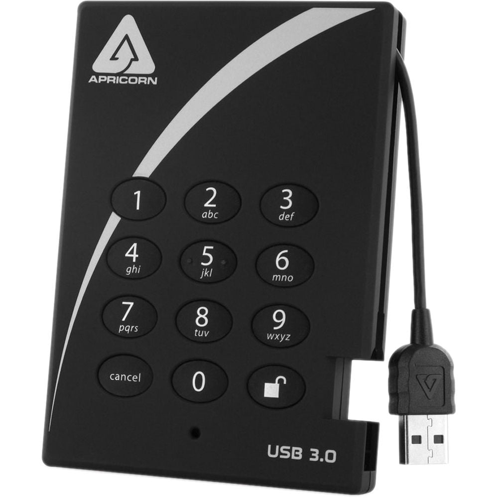 Apricorn 1TB Aegis Padlock Encrypted USB 3.1 Gen 1 Hard Drive with PIN Access