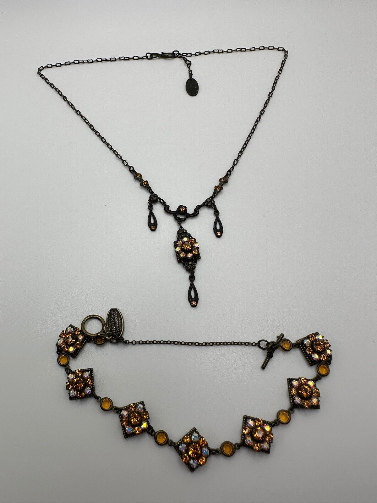 Kenny Ma Swarovski Crystal Necklace 16.5” Bracelet 6.5” Set