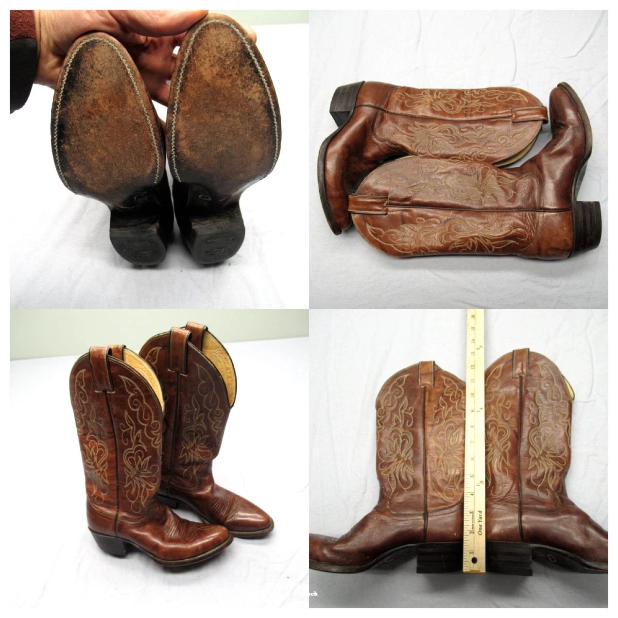 Justin Durant Boot Women 6 1/2 B Brown L4202 MidCalf Cowgirl Leather Made in USA