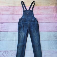 Free People Blue Washed Skinny Cotton Blend Denim Overall Size 26