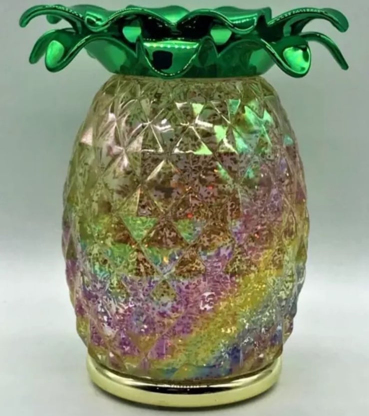 6.5” Tall Pedestal PINEAPPLE 3-Wick CANDLE HOLDER Water Globe Bath & Body Works