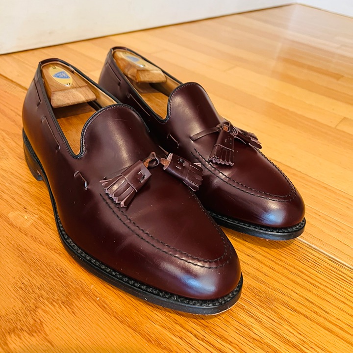 Allen Edmonds Grayson Burgundy Mens Calfskin Leather Tassel Loafers Shoe 9