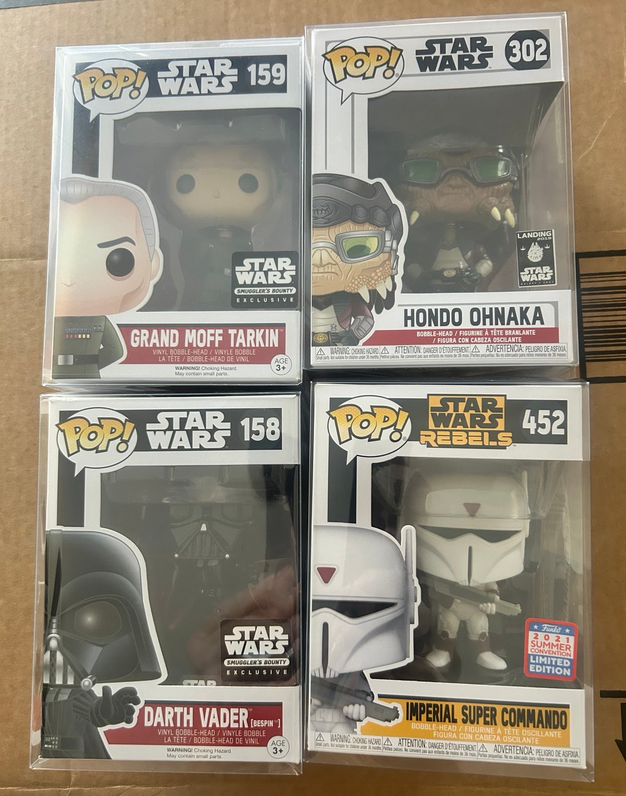Star Wars Funko Pop Lot. Darth Vader Grand Moff Tarkin Hondo Ohnaka