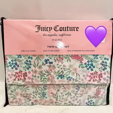 Juicy Couture Signature Floral TWIN SHEET SET New