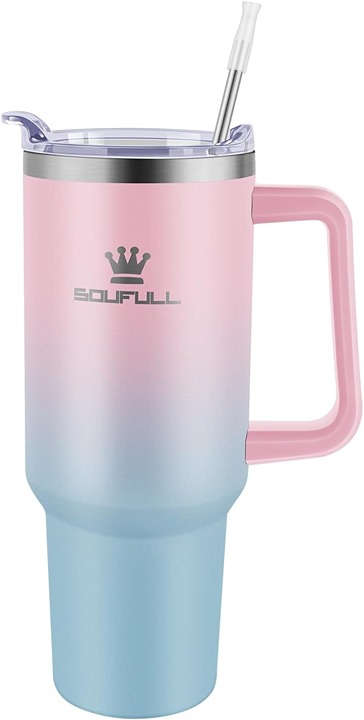 40 oz Tumbler with Handle and Straw Lid, 100% Leak-proof Travel Coffee Mug