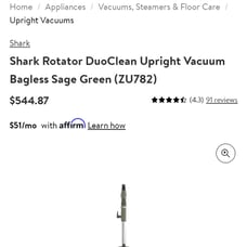 SHARK ROTATOR PRO LIFT AWAY VACUUM W/DUO CLEAN & ALLERGEN FILTERS