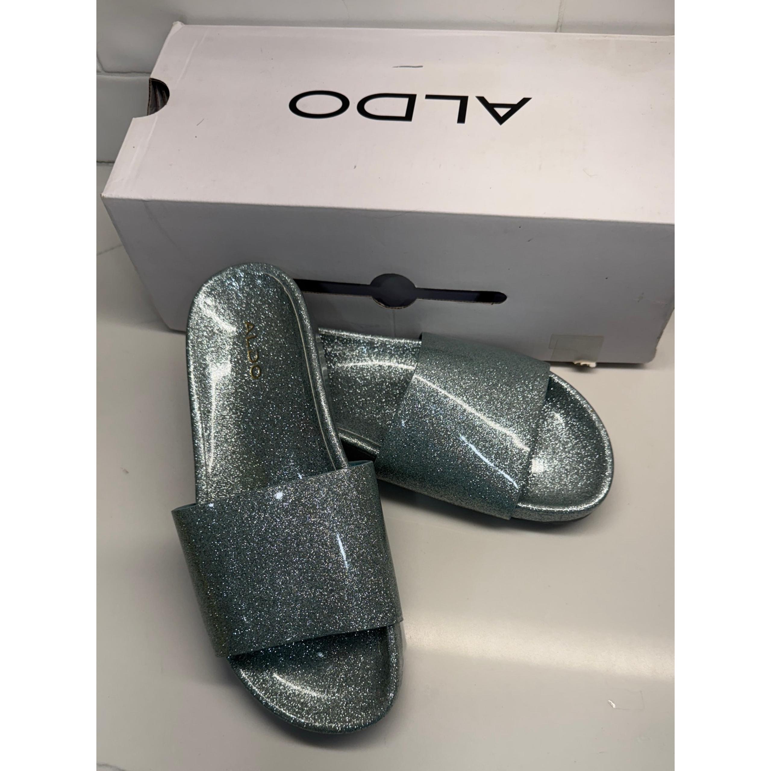 Aldo Mirelacia Slide Sandals Glitter Green Size 7.5