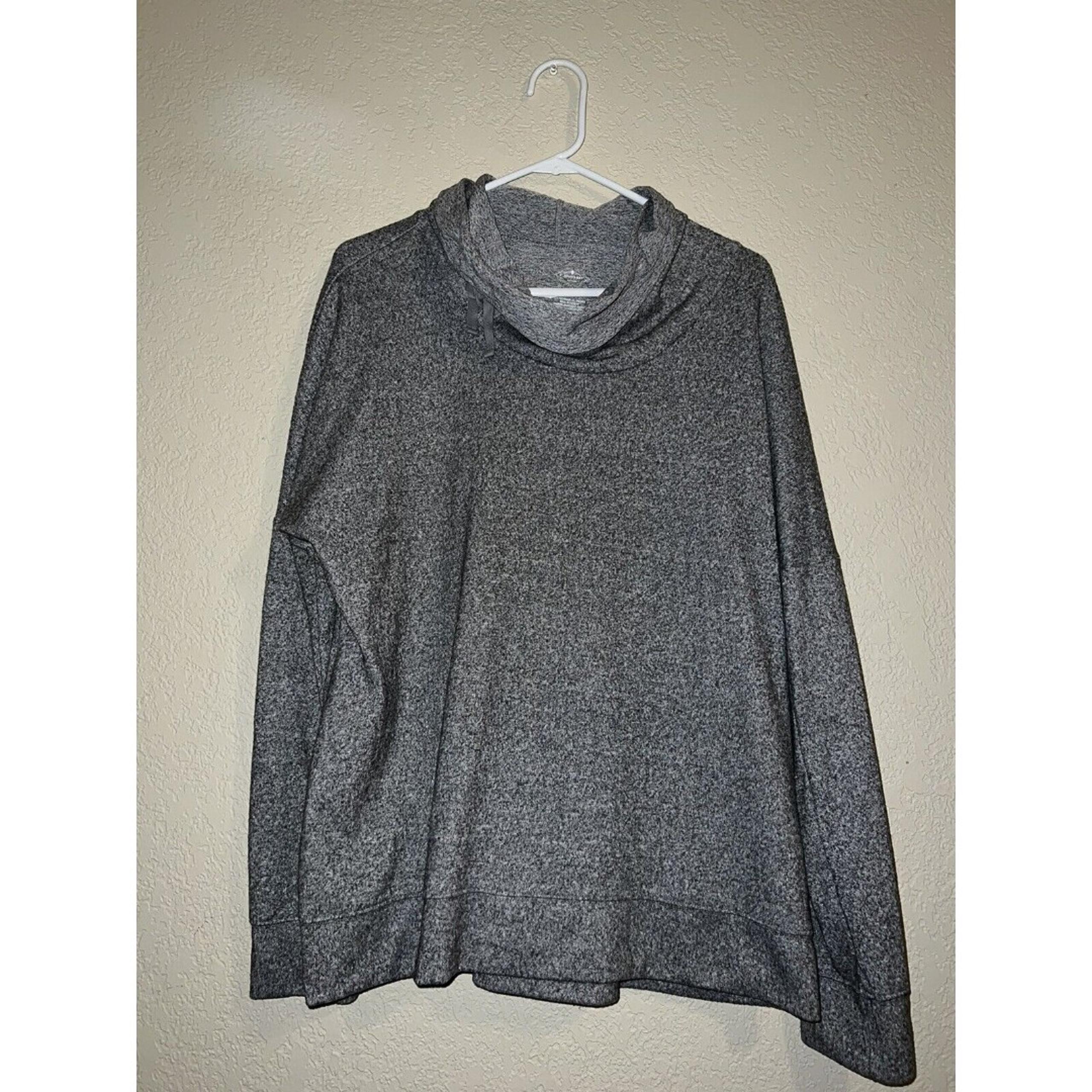 St. John's Bay Womens Gray Long Sleeves Cowl Neck Pullover Sweater Size XL