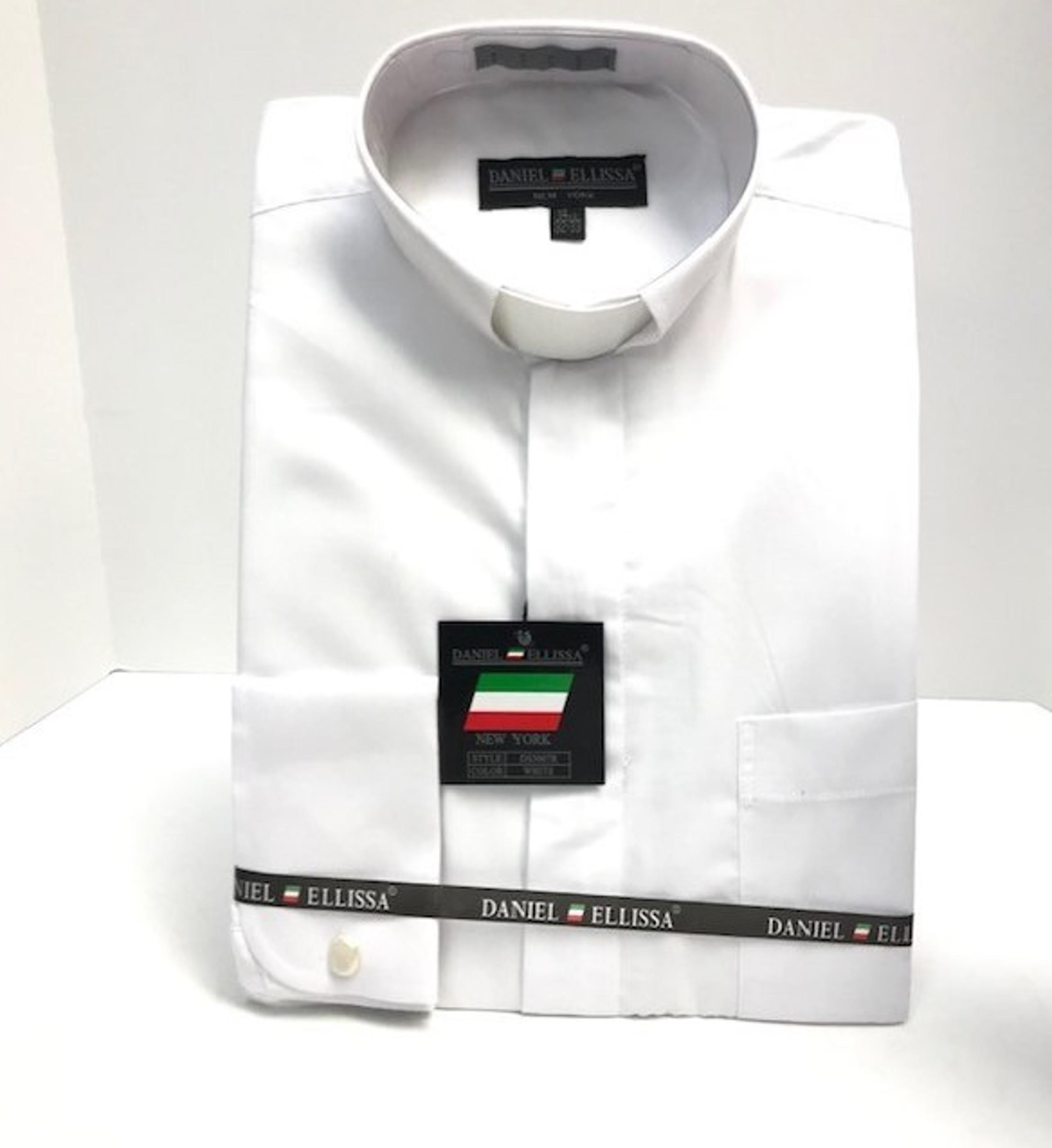Daniel Ellissa Men's White Clergy Shirt White Collar Tab Size 17.5 36/37