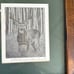 Signed 1986 Bruce S. Garrabrandt Whitetail Deer Buck Art Sketch Rustic Cabin VTG