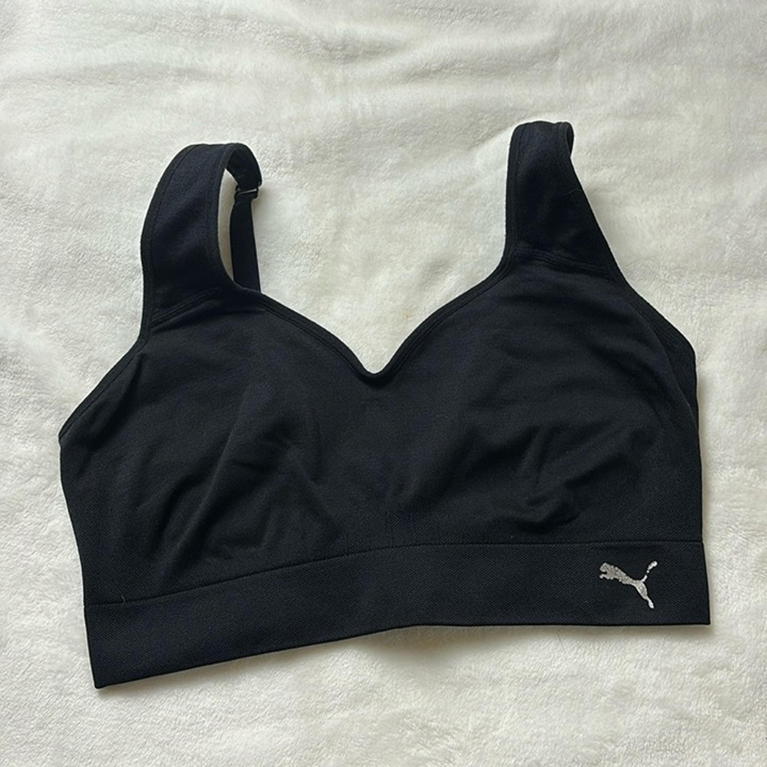 Puma Women's Black Performance Sports Bra Pads Seamless Adjustable Straps Size L