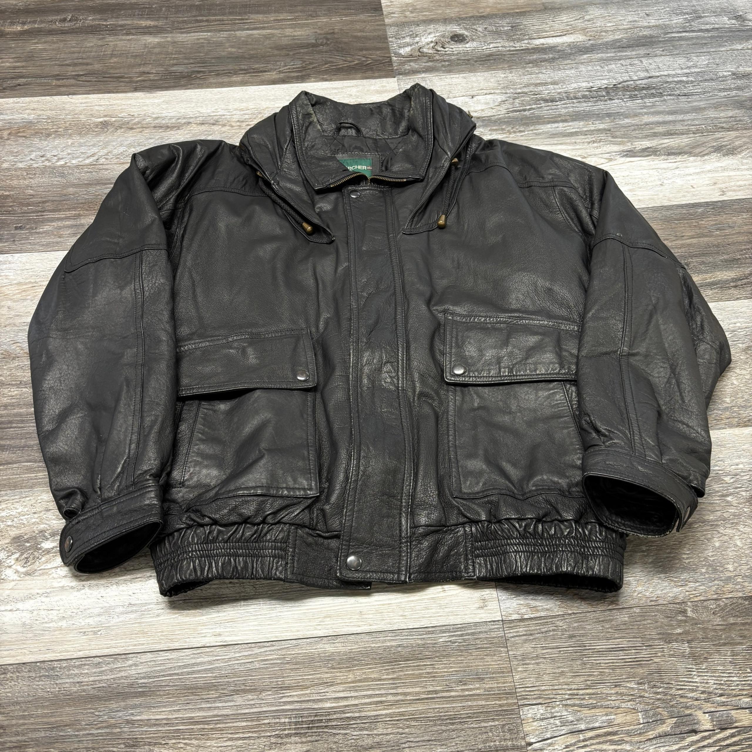 Vintage Hill & Archer Black Mens Size 44 Retro Rockabilly Biker Leather Jacket