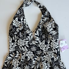 Angie Black Floral Halter Top Size L
