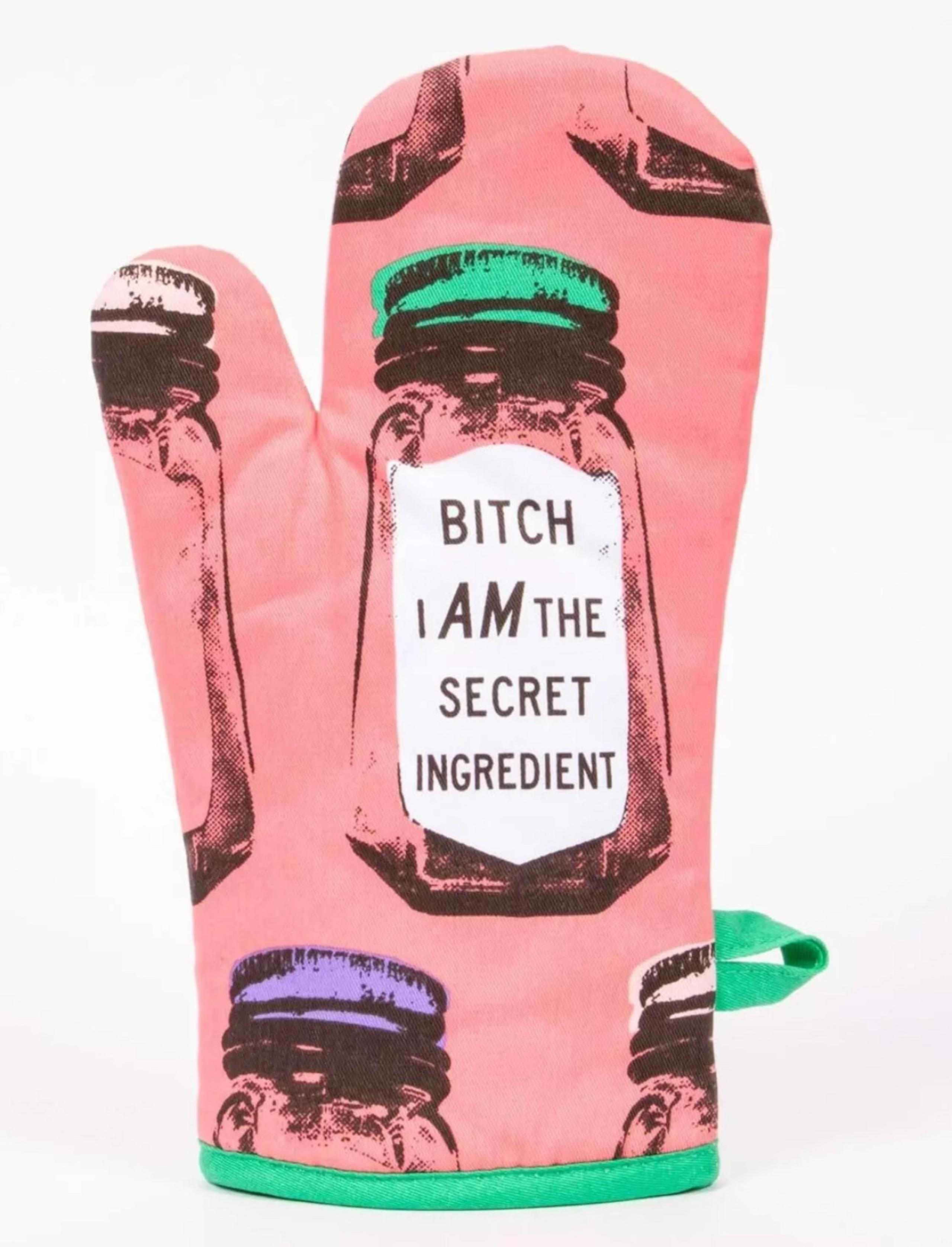 Blue Q Oven Mitt, Bitch I Am The Secret Ingredient, Super-Insulated Quilting